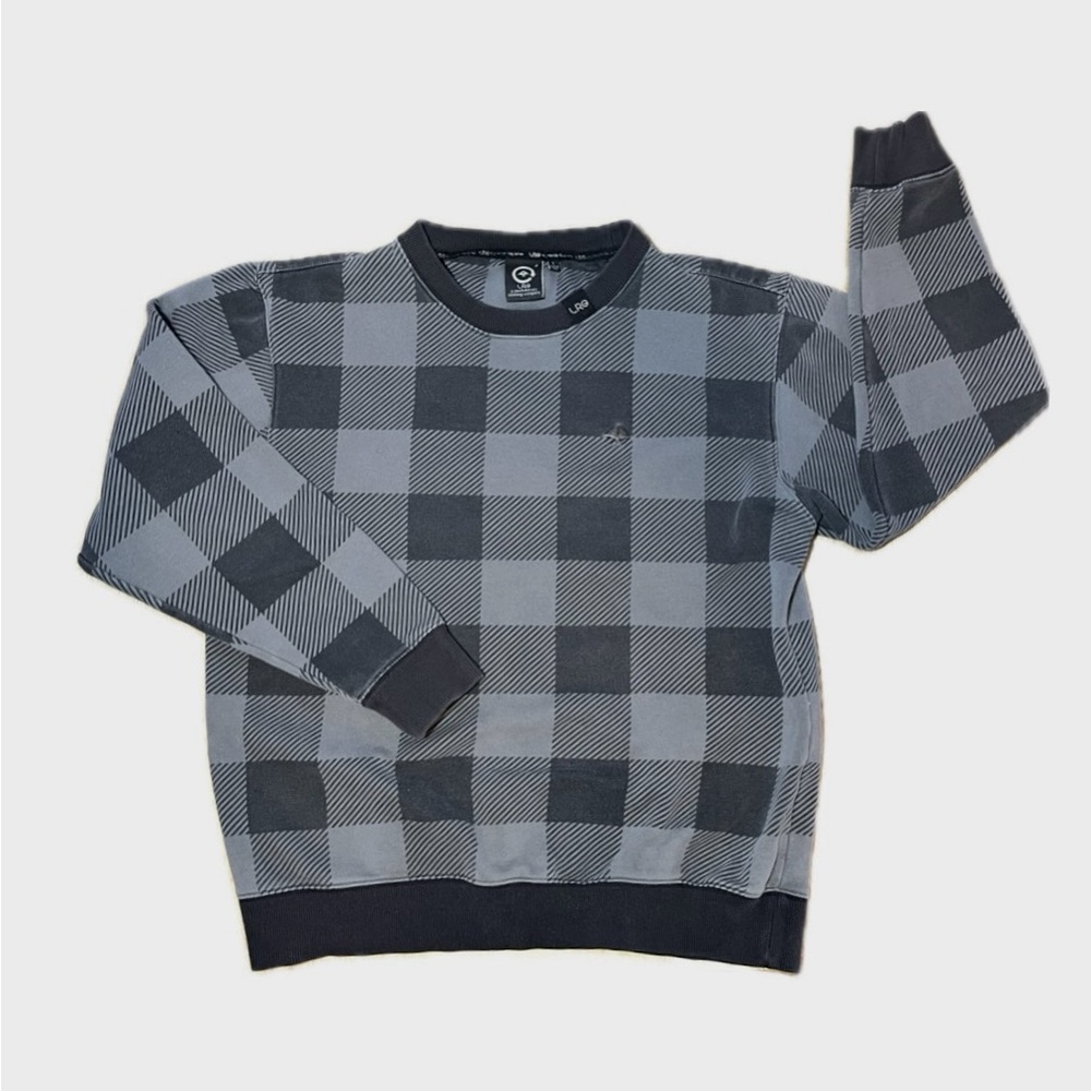 LRG Mens SZ L Grey Striped Crewneck Buffalo Kilo Academia-Streetwear